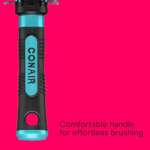 Conair Grip & Style Round Brush, Nylon Bristle Hair Brush for Blowout Styling, Ideal for Coarse, Curly, Wavy Hair, Teal