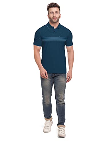 BULLMER Mens Regular Fit Cotton Printed Polo Tshirt/Collared Tshirt - Grey