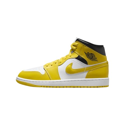 Jordan Women's 1 Mid White/Vivid Sulfur-Black (BQ6472 170) - 6.5