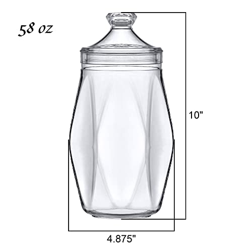 Amazing Abby - Deborah - Acrylic Apothecary Jar (58 oz), Bathroom Canister, Decorative Jar, Vanity Organizer, Kitchen Storage, Candy Buffet, Wedding Display, BPA-Free and Shatter-Proof
