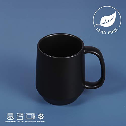 Miicol 16 Oz Large Ceramic Coffee Mug Tea Cup, Great Gifting And Collecting For Office And Home, Microwave And Dishwasher Safe, Frosted Surface, Black #TOP4
