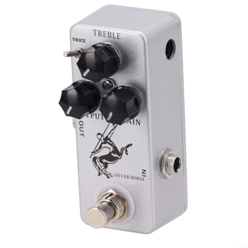 Silver Guitar Overdrive Pedal 3 Knobs Compact