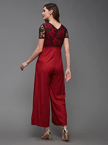 Image of Miss Chase Women's Self Design Cut-Out Georgette Jumpsuit