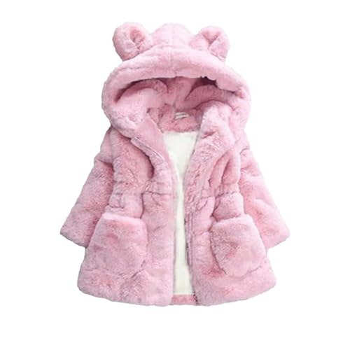 Image of UVIPC Toddler Girls Winter Coat Fleece Jacket Overcoat Kids Faux Fur Hooded Outwear Clothes Warm Thicken 1-8 Years