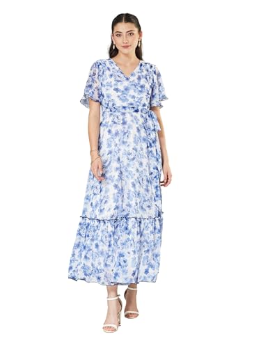 Image of Miss Chase Women's Round Neck Cap Sleeves Lace Knee -Long Skater Dress