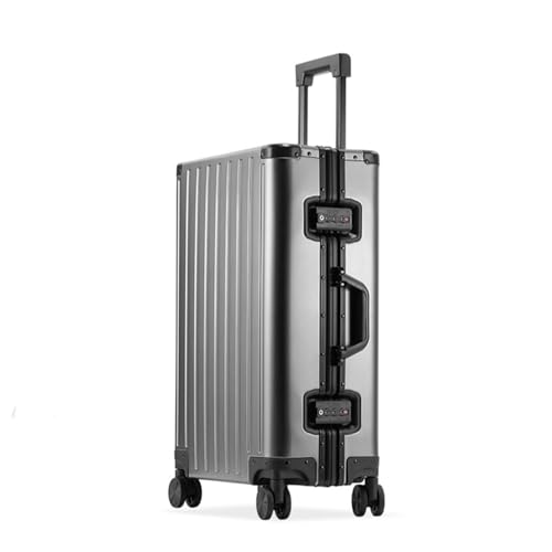All Metal Carry On Luggage With Spinner Wheels, All Aluminum Alloy Hardshell Carry On Suitcase With Lock, Zipperless Hardside Luggage All Metal Rolling Suitcase For Travels, Business (Gray, 24 inch)