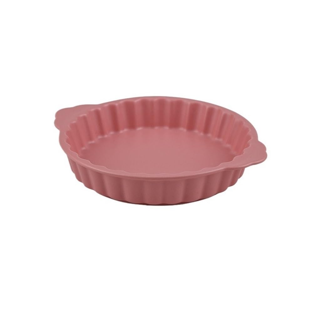 Fuente De Horno Plato for hornear de cerámica circular creativo doble oreja 360 ​​ml(Pink)