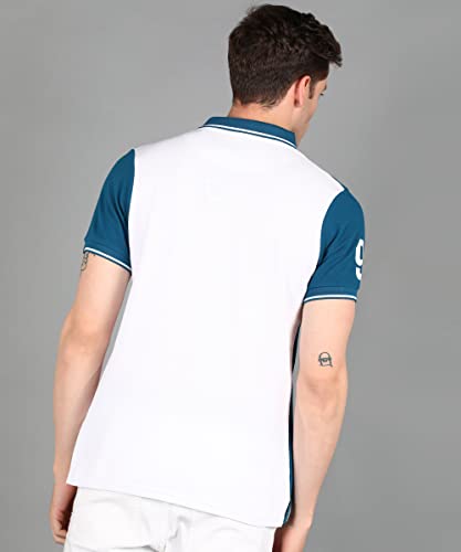 Image of Urbano Fashion Men's Colour-Block Slim Fit Half Sleeve Cotton Polo T-Shirt