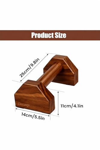 Image of Wooden Push Up Bars, walnut Wood Finish, Dumbbell Style Design, Pair