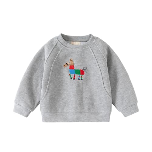 Genérico Sudadera Informal Infantil Estilo con Bordado de Animados diseño cómodo y Holgado para Temporada (Grey, 12-18 Months)