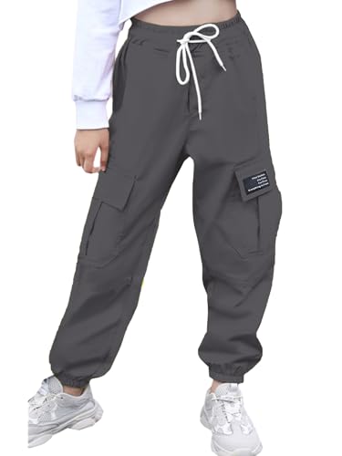 Image of Cromoncent Girls&Womens Cargo Pants Elastic Waist Lightweight Outdoor Jogger Pants, 6 Years - XX-Large