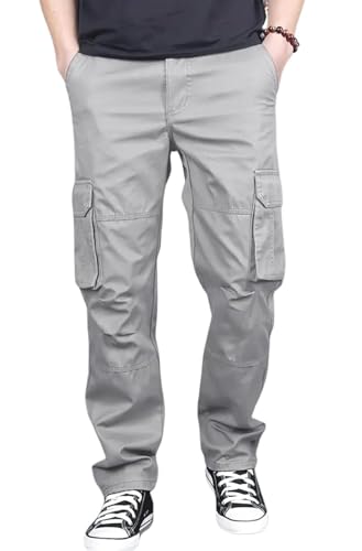 Image of DBAX Men's Olive Green Utility Cargo Pants | Multi Pocket Relaxed Fit Cargo Trousers | Durable Casual Streetwear Pants for Men