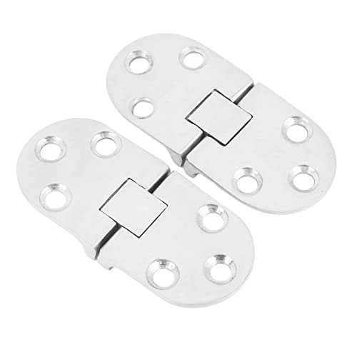 Buachois 2 Pièces Charnières à Rabat Ovales 66x30mm 316 Acier Inoxydable Robuste Autoportant Table Pliante Charnières Bout à Bout pour Bateau RV Yacht...