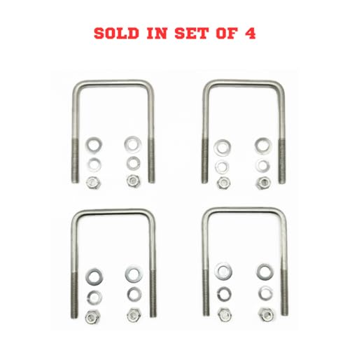 Image of Mighty Fasteners Heavy-Duty 90 U-Bolt | 304 Stainless Steel | 3 /8 inch-16 X 1-9 /16 inch X 2-5 /8 inch Threaded 1-3 /4 inch | Marine Trailer Mounting | Includes Flat Washers, Nylon Lock Nut & Split Washers| 4 Pack