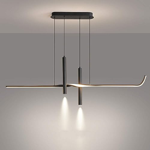 Suspension LED linéaire noire d'îlot pour illuminer vos dîners en salle à manger