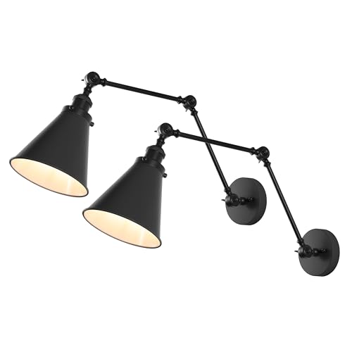 Image of JONATHAN Y Rover 1-Light Wall Sconce 7 inch, Black, Set of 2