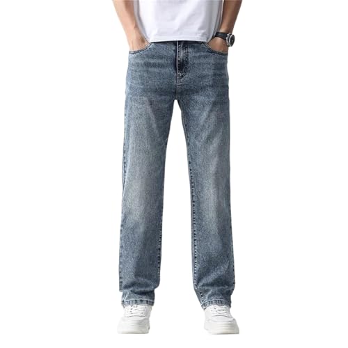 Mens Jeans Baggy Wide-Leg Summer Straight Cut Loose Vintage Denim Pants Streetwear Fashion