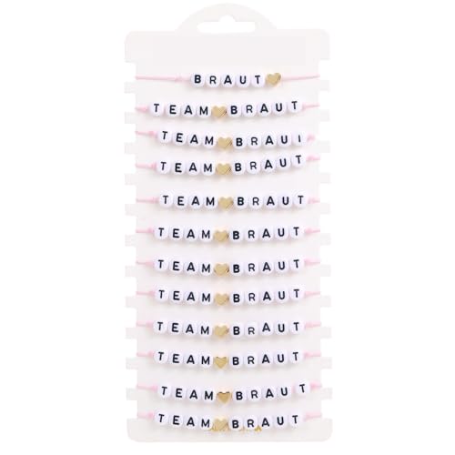 12 Stück Team Braut ArmbäNder Junggesellenabschied Frauen Bachelorette Party Accessories Poltern Frauen Girlande JGA Deko Armband Hen Party Dekoration Rosa für Hochzeitsgeschenke Brautjungferngruppen