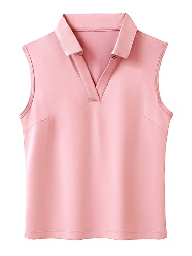 Image of Girls Golf Polo Shirts Sleeveless V Neck Shirts for 5-12 Years