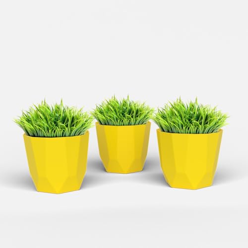 Image of YUCCABE ITALIA SHERA Hexa Plastic Planter Pot for Plants | Decorative Flower Pot | UV Protected Lightweight Indoor Outdoor Gamla for Home Decor, Balcony, Garden & Living Room