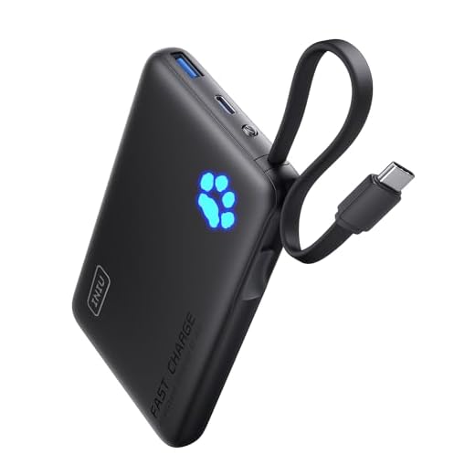 INIU Power Bank, Slimmest 10000mAh Portable Charger with Build in USB-C Cable, 45W PD Fast Charging USB C in&Out Battery Pack, External Phone Charger for iPhone 16 15 14 13 Google etc.