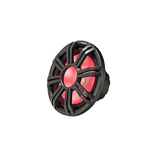 Image of KICKER 10 inch LED Marine Subwoofer - Charcoal, 4 Ohm Free-Air (45KMF104) - Boat Audio Bass Upgrade