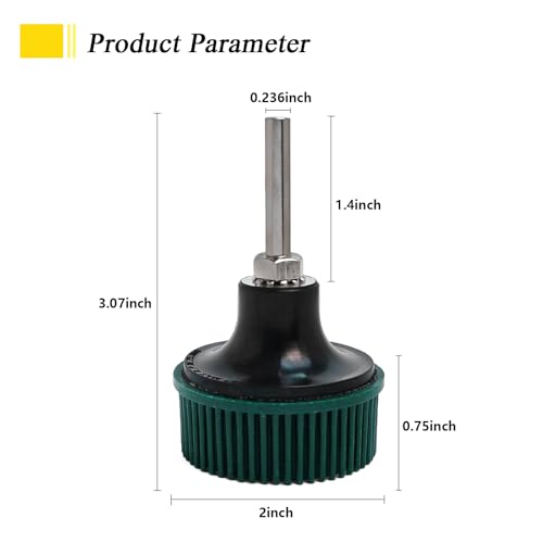 Image of Tools 2 Inch Bristle Disc Grit 50#(Green) with 2 inch Shank Attachment Abrasive Coating Removal Disc for Metal