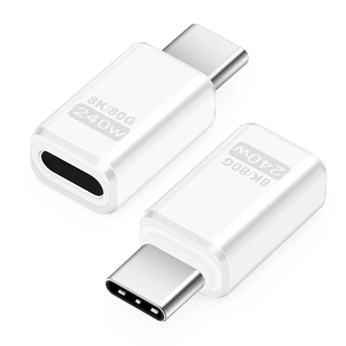 Seminer USB C Adapter 80Gbps (2 Pack), USB 4.0 Type C Male to Female Adapter Data Transfer Connector Compatible for iPhone 16/15, Samsung, MacBook and More USB-C Devices
