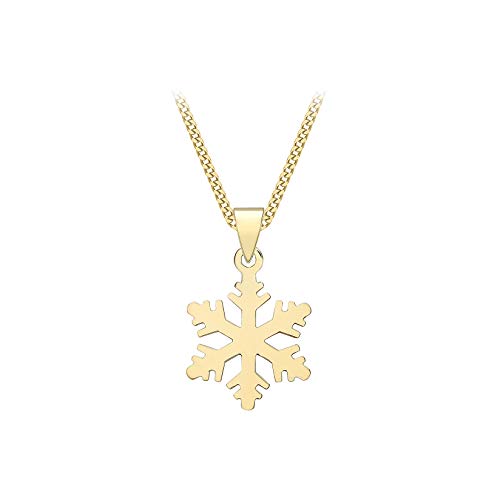 Pendentif femme en or jaune 9 ct flocon collier chaîne ajustable 41cm 46cm Carissima