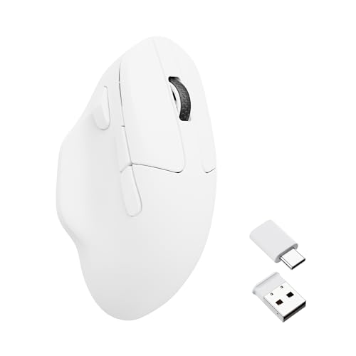Keychron M7 Wireless Gaming Optical Mouse, Tri-Mode 2.4 GHz/Bluetooth 5.1/Wired, PixArt 3395 Sensor, 26000 DPI, Ergonomic 63g Lightweight Programmable Macro Button for Windows PC/Mac - White