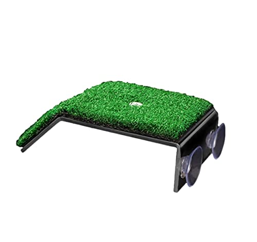 ENN LLC 爬虫類 亀 浮き島 水槽台 カメ桟橋 水槽 日光浴 吸盤 位置調整可 人工緑芝 落下しにくい