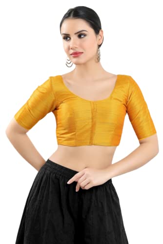Image of Vamas Women's Silk Padded Self Design Half Sleeve Readymade Saree Blouse (X-766.N)