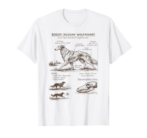 Borzoi Russian Wolfhound Dog Anatomy Borzoi Mom Dog Mama T-Shirt