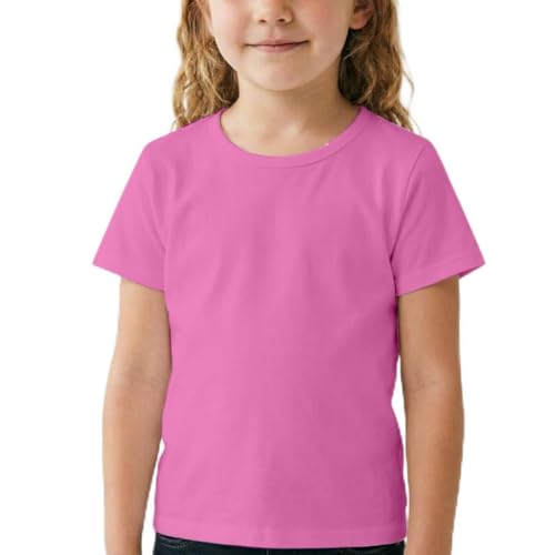 Image of Girls /Kids /Toddlers Crew Neck Cotton T-Shirts Short Sleeve Summer Basic Tops(Age 2-12Y)