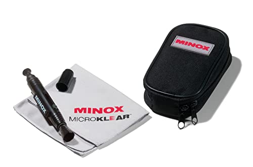 OUTDOORDINO Minox - Juego de limpieza para prismáticos y objetivos (incluye bolsa de transporte con cremallera)