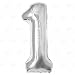 40 Inch Giant Jumbo Helium Foil Mylar Balloons (Premium Quality), Glossy Silver, Number 1