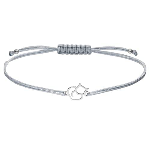 SCHOSCHON Armband Katze Herz 925 Silber personalisierbarer Schmuck