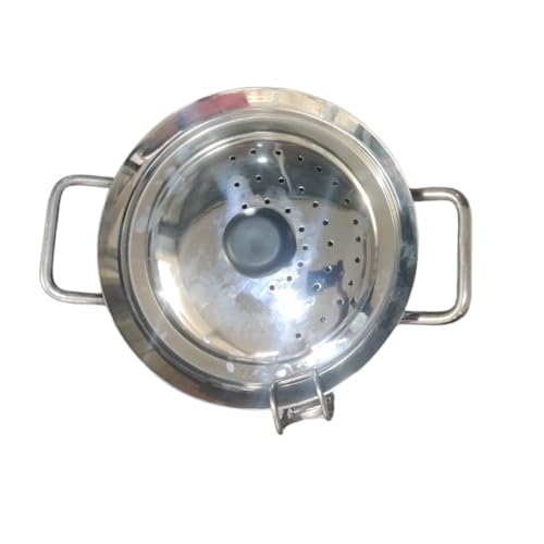 Image of VPP Stainless Steel Strainer Pot /Rice Pot with Strong Lockable Lid for Noodles, Pasta, Corn, SOYA, Vegetables & Rice|1.08kg|Gas & Induction Friendly|3-Layer Sandwich Bottom, 3.5 litres
