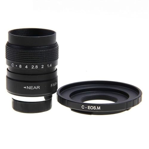 25mm F1.4 CCTV ムービー レンズ + C マウント、For Canon EOS M M2 M3 M5 M6 M10 ミラーレス カメラ用 25F14-C-EOS.M