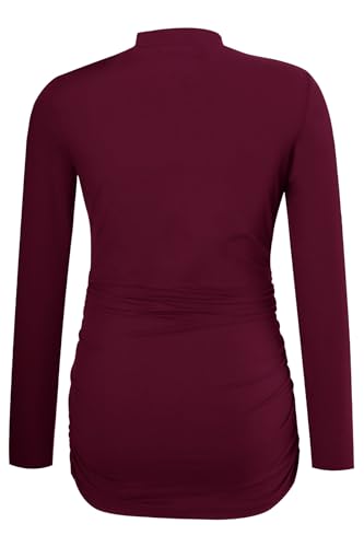 Smallshow Damen Umstandsshirt Lange ärmel Crew Hals Umstandstop Umstandsmode,Maroon,L