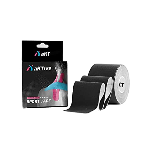 Bandagem aKTive Sport Tape Kinesiology - 5cm X 5m - Preto