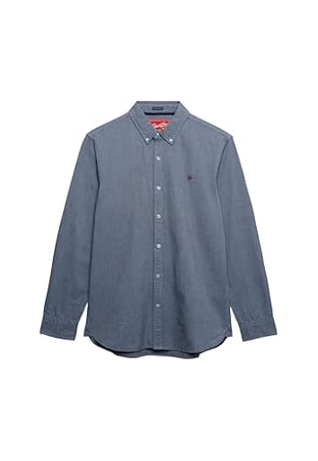 Superdry Camisa Oxford clásica de manga larga para hombre, Ocean Navy Chambray, M | Ya disponible en tu tienda friki favorita! En mundofriki.es!