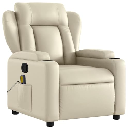 Gecheer Massagesessel mit Relaxfunktion, Kunstleder, Creme, Sessel Wohnzimmer Fernsehsessel Liegesessel für Entspannung Homeoffice Leseecke3205597 – Bild 4