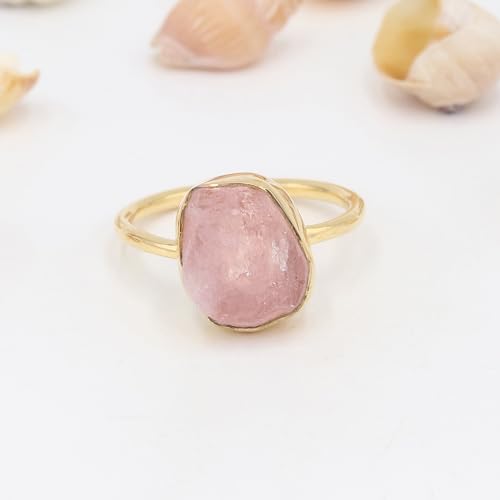 Bague en argent sterling avec morganite brute véritable faite main