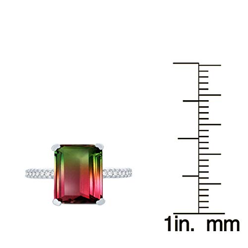 925 Sterling Silver with Choice Of Gemstone and White Topaz Solitaire with Accents Engagement Wedding Ring3