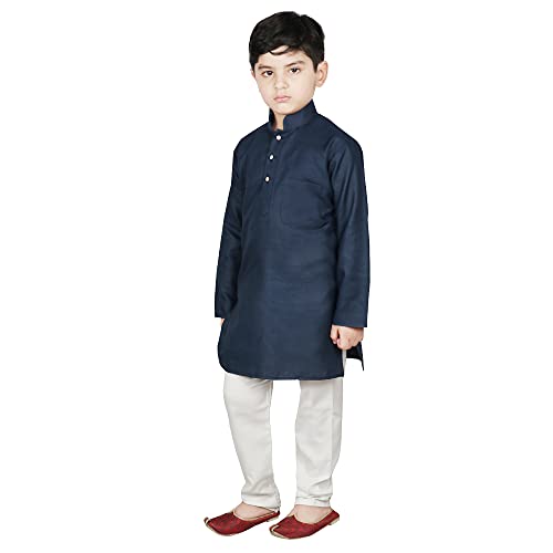 Image of SG YUVRAJ Raw Silk Kurta Set for Boys