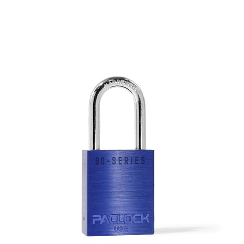 Image of PACLOCK's SR-90A Padlock, 1-1 /2 inch Tall Hardened Steel Shackle, High Performance 6-Pin Cylinder, Keyed Differently w / 2 Keys, Blue