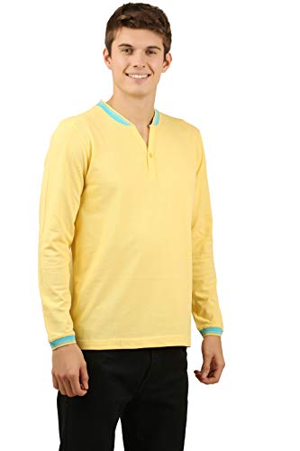 Image of Zebu Men's Full Sleeve Cotton Henley Neck Tshirt with bio wash (Pack of 1).