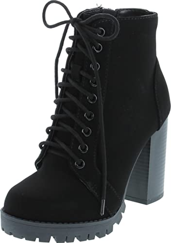 Soda Chalet – Fashion Lace up Military Inspired Ankle Boot with Stacked Heel and Side Zipper2