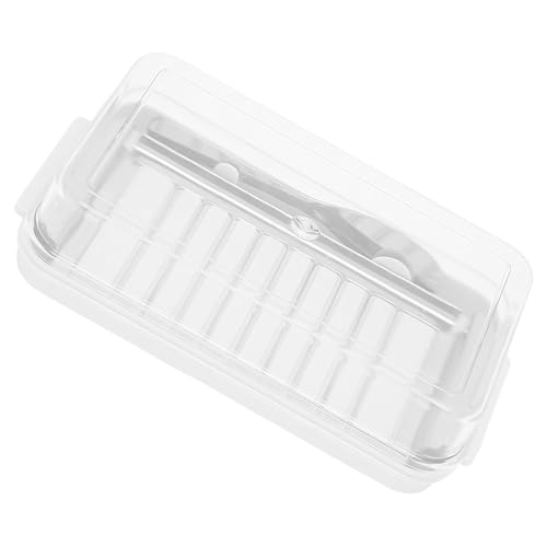 Contenedor de acero inoxidable para cortar mantequilla, tapa transparente, caja de almacenamiento para refrigerador, para queso